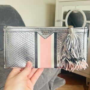 Victoria's Secret Silver & Pink Women's Tassel Clutch